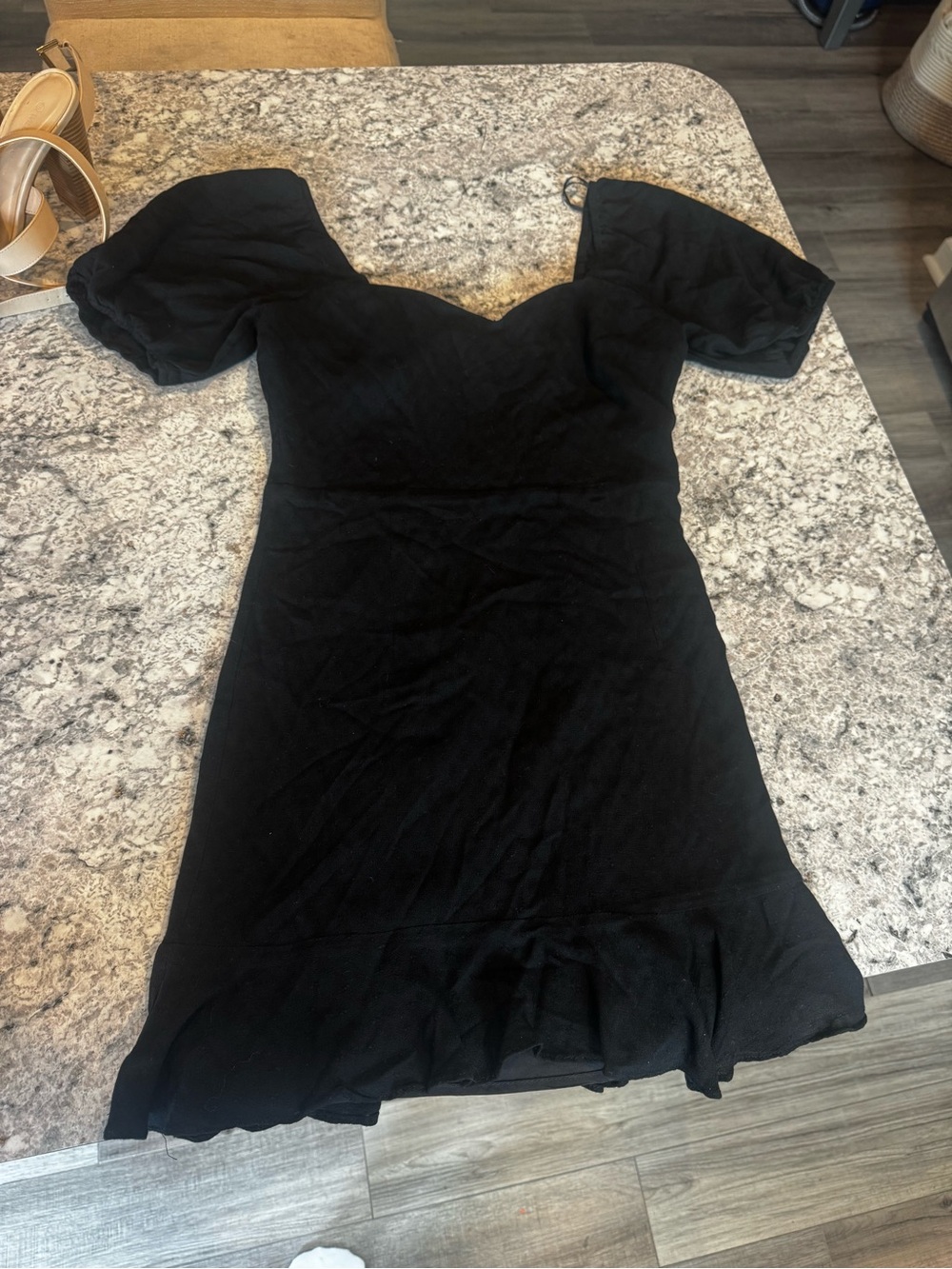 Altar'd State Black Puff-Sleeve Mini Dress